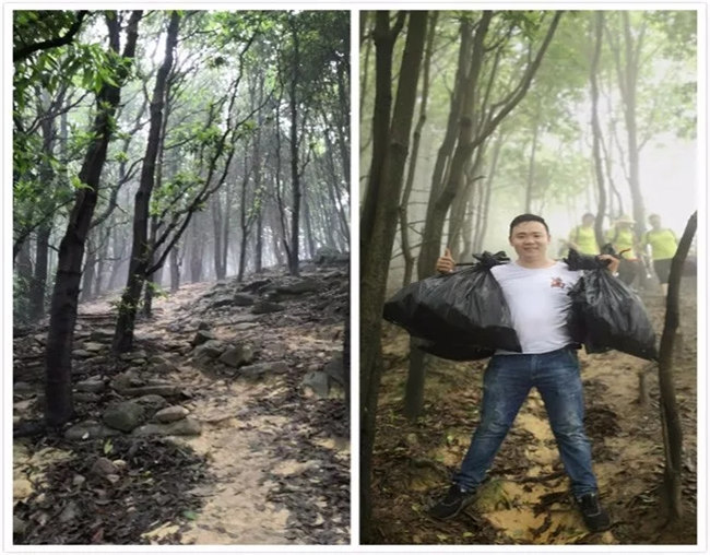 博皓人所到之處，皆無垃圾，滿滿當當的袋子